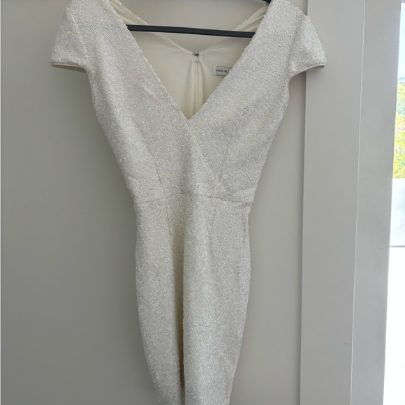 Dress The Population White Pearl Sequins Sparkly Cocktail Dress XS - Picture 2 of 3